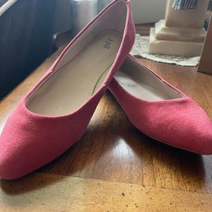 J. Jill Pink Suede Flats With Mini Heel, Size 7.5
